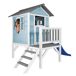 AXI Maison Enfant Beach Lodge XL en Bleu avec Toboggan Bleu | Maison de Jeux en Bois FFC pour Les Enfants | Maisonnette / Cabane en Bois pas cher