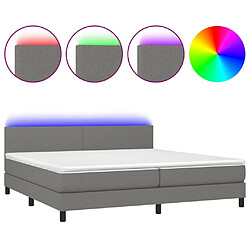 vidaXL Sommier à lattes de lit et matelas et LED Gris foncé 200x200 cm