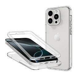 Htdmobiles Coque pour Apple iPhone 16 Pro - housse etui silicone gel fine 360 integrale (avant et arriere) + film ecran - TRANSPARENT