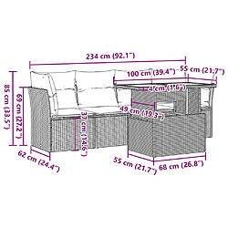 vidaXL Salon de jardin 5 pcs avec coussins noir résine tressée pas cher