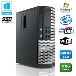 PC DELL Optiplex 790 SFF Intel Pentium G840 2.8Ghz 8Go 240Go SSD WiFi Win 7 Pro - Occasion