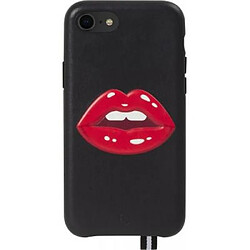 ARTEFAKT Coque pour iPhone 7/8/SE/SE22 en Cuir Bastille avec Motif Bouche en relief Noir