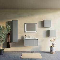 Kiamami Valentina SABLE MAT ARMOIRE DE TOILETTE MURALE 80CM AVEC MIROIR 80X60 LED | MONACO pas cher