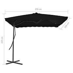 Helloshop26 Parasol d'extérieur avec mât en acier 250 x 250 x 230 cm noir 02_0008205 pas cher