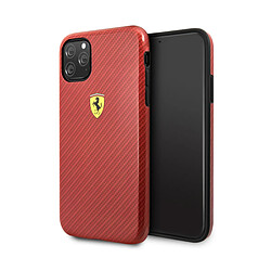 Ferrari Coque pour iPhone 11 Pro Antichocs à Effet Carbone Rouge