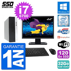 PC HP ProDesk 400 G4 SFF Ecran 22" i7-6700 RAM 32Go SSD 120Go Windows 10 Wifi - Occasion