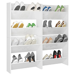 Avis vidaXL Armoires à chaussures murales 4 pcs blanc brillant 60x18x60 cm