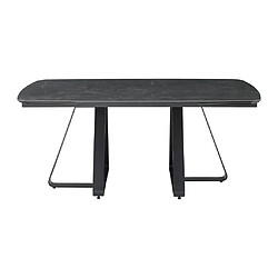 Acheter Vente-Unique Table à manger extensible 6 à 10 personnes en verre trempé et céramique - Effet marbre noir - MARDONA