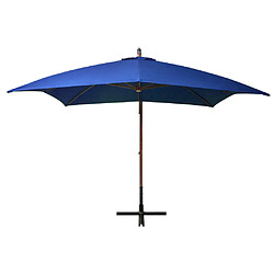 Helloshop26 Parasol suspendu avec mât bleu azuré 3 x 3 m bois de sapin massif 02_0008708