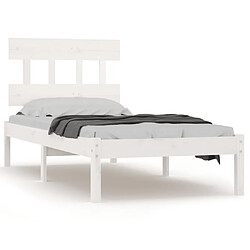 vidaXL Cadre de lit sans matelas blanc 90x200 cm bois massif