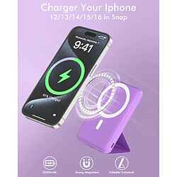 Avis SANAG Batterie Externe Mag-Safe, 10000Mah Batterie Externe Iphone, Pliable Batterie Mag-Safe Pd 22.5W Charge Rapide Usb-C Affichage Led Pour Iphone 16/15/14/13/12/Mini/Pro/ /Plus - Violet Foncé