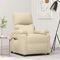 vidaXL Fauteuil électrique de massage Crème Tissu