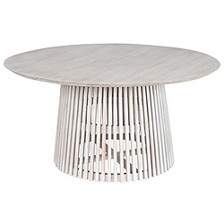 Pegane Table à manger, table de repas ronde en bois coloris blanc - diamètre 150 x Hauteur 75 cm