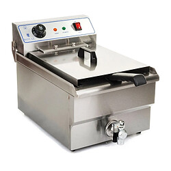 Helloshop26 Friteuse acier inox 1 bac 10 litres cuve et resistance amovible robinet vidange professionnelle 3614011