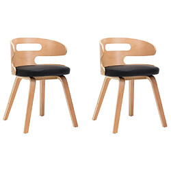 Maison Chic Lot de 2 Chaises à manger,Chaise pour cuisine,Solide Structure noir bois courbé et similicuir -MN67297