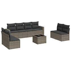 Maison Chic Salon de jardin 9 pcs avec coussins | Ensemble de Table et chaises | Mobilier d'Extérieur gris résine tressée -GKD64638