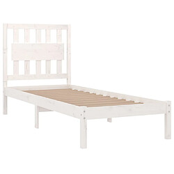 Avis vidaXL Cadre de lit sans matelas blanc bois massif