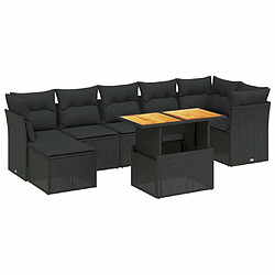 Maison Chic Ensemble Tables et chaises d'extérieur 8 pcs avec coussins,Salon de jardin noir résine tressée -GKD549531