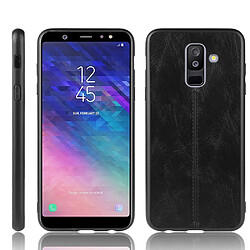 Wewoo Coque Pour Galaxy A6 Plus Antichoc Couture Vache Motif Peau PC + PU + TPU Cas Noir