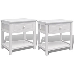 Helloshop26 Table de nuit chevet commode armoire meuble chambre 2 pcs bois blanc 1402070