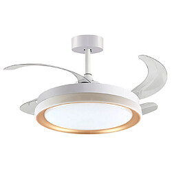 Ventilateur de plafond KIGALI blanc/doré 4 pales escamotables, 72W LED 3000|4000|6000K H35xP.108/50cm