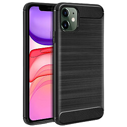 Avizar Coque iPhone 11 silicone Souple Résistant Carbone Effet Brossé Noir