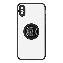 Avizar Coque iPhone XS Bi-matière Bague Métallique Support noir