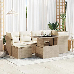 vidaXL Salon de jardin avec coussins 7 pcs beige résine tressée