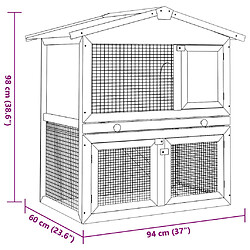 vidaXL Clapier d'extérieur 3 portes Marron Bois pas cher