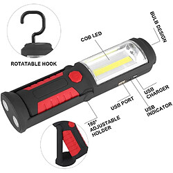 BESTA Lampe de Travail LED Rechargeable avec Magnétique Lampe de Torches de LED 2200mAh COB LED 650Lm pour Auto Garage Atelier Camping Bricolage(Red)