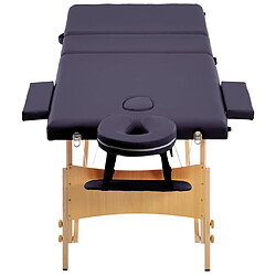 Avis vidaXL Table de massage pliable 3 zones Bois Violet