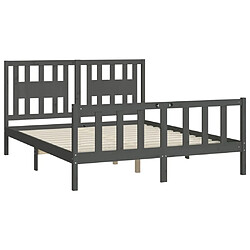 Acheter Maison Chic Lit adulte - Cadre de lit et tête de lit,Structure du lit Contemporain pour chambre gris bois de pin massif 150x200 cm -MN72464