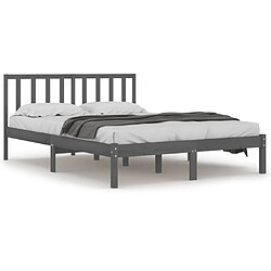 vidaXL Cadre de lit sans matelas bois massif de pin gris 200x200 cm