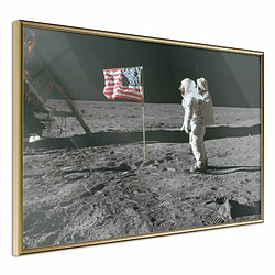 Paris Prix Affiche Murale Encadrée Flag on the Moon 30 x 20 cm Or