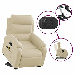 Maison Chic Fauteuil Relax pour salon, Fauteuil inclinable de massage électrique Crème Tissu -GKD22726 pas cher