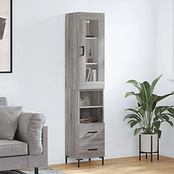 vidaXL Buffet haut Sonoma gris 34,5x34x180 cm Bois d'ingénierie