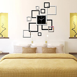 Wewoo Horloge murale Salon Créative Acrylique DIY Miroir Stickers Muraux Décoratifs Noir Argent Carré DIY