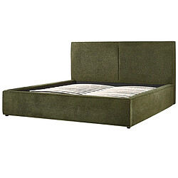 Beliani Lit avec coffre en tissu bouclé vert foncé 180 x 200 cm MOISSAC pas cher