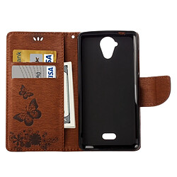 Acheter Wewoo Coque marron Wiko U Feel Lite Étui en cuir à rabat avec motif fleurs et papillon avec boucle magnétique Titulaire & Slots de cartes Portefeuille