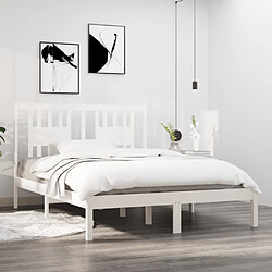 vidaXL Cadre de lit sans matelas blanc bois massif