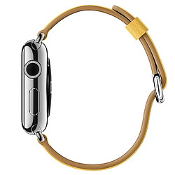 Acheter Wewoo Bracelet en cuir avec bouton de montre classique pour Apple Watch séries 3 et 2 & 1 38 mm jaune