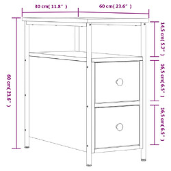 vidaXL Table de chevet chêne marron 30x60x60 cm bois d'ingénierie pas cher