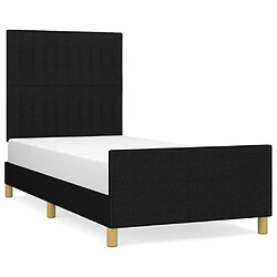 Maison Chic Lit adulte - Cadre Structure de lit avec tête de lit Contemporain Noir 100x200 cm Tissu -MN65023