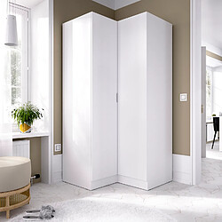 Acheter Pegane Armoire dressing d'angle en panneaux de particules mélaminés coloris blanc - Longueur 90.5 x Profondeur 92.5 x Hauteur 184.2 cm