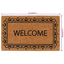 vidaXL Tapis de porte naturel 45x75 cm fibre de coco touffeté pas cher