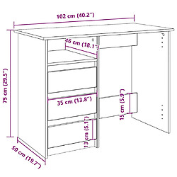 vidaXL Bureau blanc 102x50x75 cm bois d'ingénierie pas cher