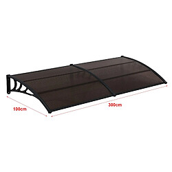 Helloshop26 Auvent de porte marquise résistante aux intempéries ABS polycarbonate aluminium 300 x 100 cm noir marron 03_0004675