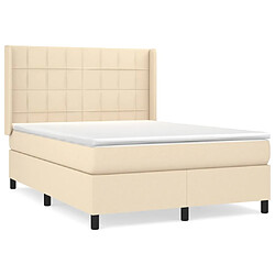 vidaXL Sommier à lattes de lit avec matelas Crème 140x190 cm Tissu