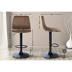 Avis Decoshop26 Tabouret de bar x1 repose-pieds en métal noir confortable en forme d'arc assise en velours marron 10_0004781