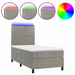 Sommier à lattes et LED,Cadre à lattes de lit avec matelas pour Adulte Gris clair 90x190cm -MN75979